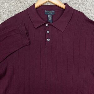 Banana Republic Sweater Mens Large Burgundy Long Sleeve Ribbed Silk Cashmere EUC